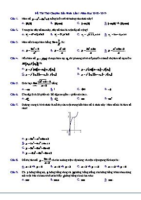Đề thi thử THPT Quốc gia môn Toán lần 1 - Năm học 2018-2019 - Trường THPT chuyên Bắc Ninh (Có đáp án)